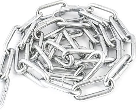 DQ-PP Stahlkette Stahl C15 – 6mm – 1m – Langgliedrig C2 – Verzinkt – DIN 5685 – Absperrkette – Metall – Rundstahlkette – Eisenketten – Absperrketten – Zurrketten