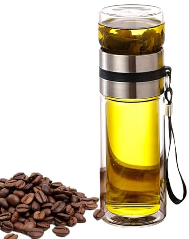 Bouteille à thé et infuseur à thé – Bouteille d'eau à thé anti-fuite, gobelet à double paroi | Bouteille passoire à thé avec séparation de l'eau, idéale pour le thé en vrac, les boissons chaudes ou
