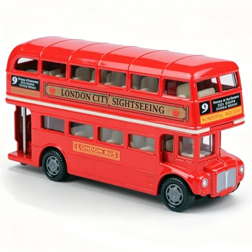 QuidToyzian Modelo de Autobús de Dos Pisos, Autobús en Aleación, Vehículo en Miniatura, Decoración Coleccionista, Idea Regalo - Rojo