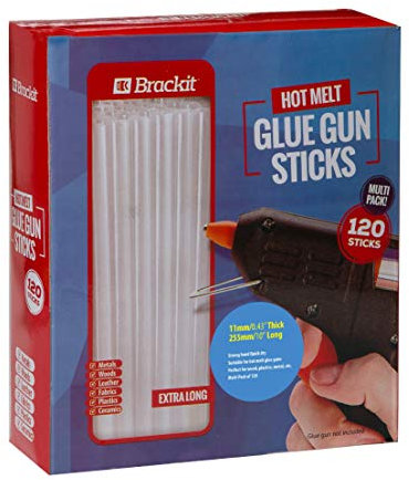 brackit EXTRA LONG Hot Glue Sticks, Gun Refill Pack, 120pcs - 11mm X 255mm - For Use on Larger Hot Melt Craft Guns.