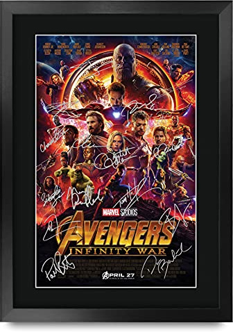 HWC Trading A3 FR Avengers Infinity War Movie Poster Robert Downey Jr Chris Evans Chris Hemsworth Signed Gift FRAMED A3 Printed Autograph Film Gifts Print Photo Picture Display