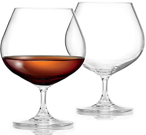 FLOW Barware Juego de 2 copas de brandy de cristal, artesanales, 700 ml, sin plomo, para brandy, coñac, licor o licores