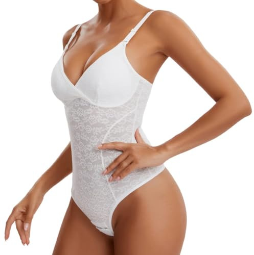 Joyshaper Women Thong Bodysuit Waist Trainer Full Body Shaper White XL