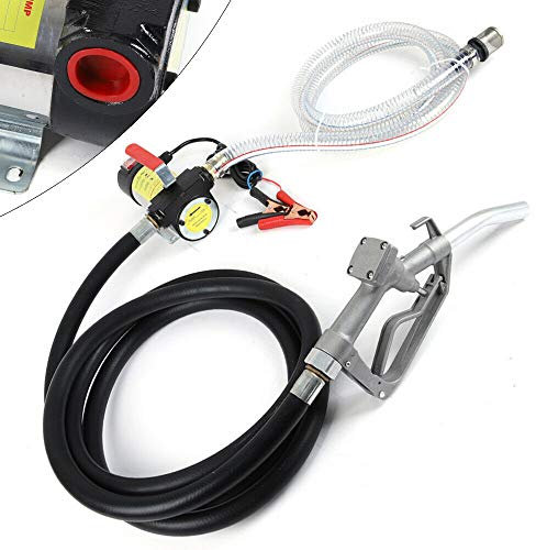 Fetcoi Dieselpumpe 12V 175W Ölpumpe Selbstansaugend Heizölpumpe Pistole DC 12V 50L/MIN Kraftstoffpumpe Mobile Tankstelle (Gummi Auslassschlauch)