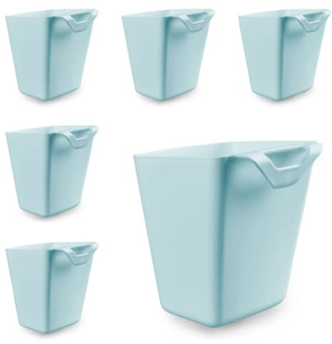 6 Pack Hanging Cup Holders, Wall Organizers, Rolling Cart Accessories Hanging Pen Holders Storage Containers Hanging Buckets for Home Decor Office, Kitchen, Art & Craft Supplies Accessories (blue)