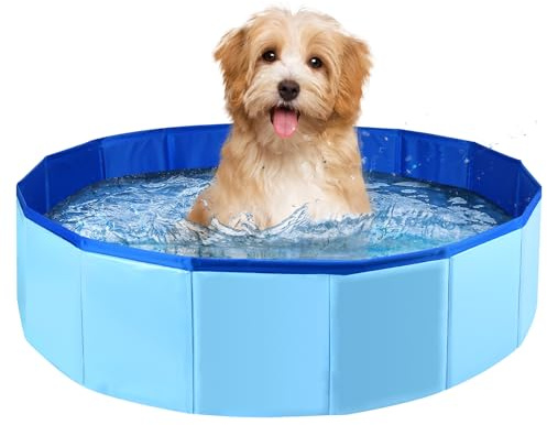 24 x 8 Inch Foldable Dog Pool with Storage Bag, PVC Pet Bath Tub