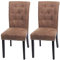 Mendler 2er-Set Esszimmerstuhl Chesterfield II, Stuhl Küchenstuhl, Nieten - Stoff/Textil braun, dunkle Beine