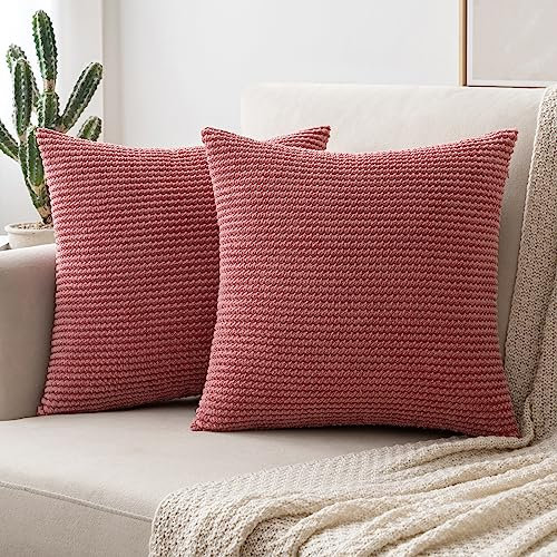 MIULEE 2er Set Kissenbezug Dekokissen Kissenbezüge Kissenhülle Zierkissen Sofakissen Kordsamt Deko Weich Couchkissen Bezug Kissenhüllen für Sofa Wohnzimmer Polsterkissen 40x40 cm Marmelade