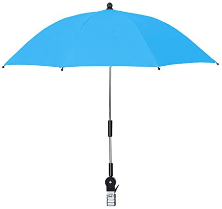 NEOITY Chair Umbrella with Clamp, UV Protection Flexible Beach Umbrella, Portable Sun Shade Umbrellas for Patio Beach Wheelchairs Golf Carts(blue)