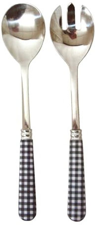 WH WORKING HOUSE Juego Cubiertos Grandes CUCHARON Tenedor Servir Ensalada Vichy Violeta Palido