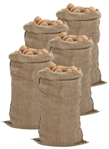 vidaXL Sacs en Jute 5 pcs, Protection de Plantes, Sac de Rangement, Couverture de Plantes Contre Gel, 65x135 cm 100% Jute 340 g/m²