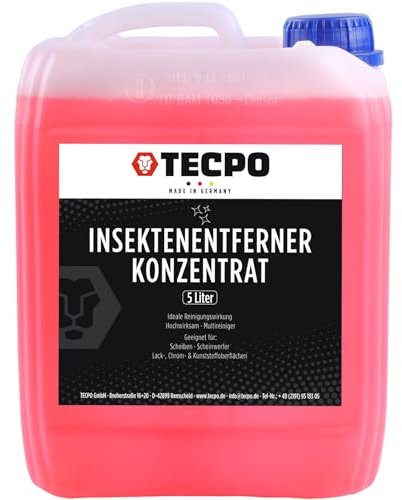TECPO Insektenentferner Konzentrat, 5 Liter für Lack-, Chrom-, Glas-, und Kunststoffoberflächen sowie Insektenreste- und rückstände | Lack-und materialschonend | hohe Wirksamkeit
