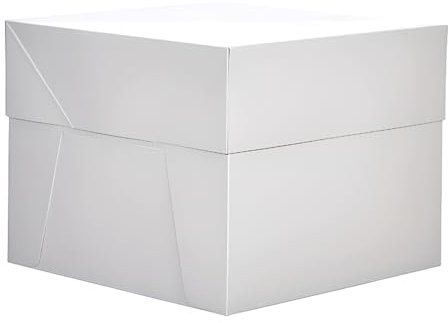 GLOTOMANIA SL - Caja para Tarta Cuadrada Blanca - 20 cm - Pack de 10 Unidades - Cartón Resistente - Fácil Transporte - Calidad Profesional - Ideal para Repostería y Pastelería