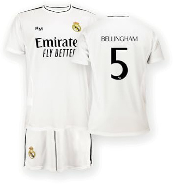 Real Madrid - Maillot et Pantalon Domicile Saison 24/25, Bellingham, 14 Ans, Réplique Avec Licence Officielle