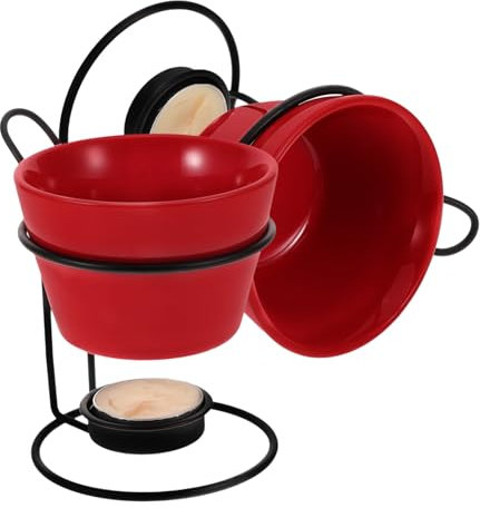 Amosfun Ensemble De 2 Chauffe-beurre En Céramique Support Pour Fondue Au Fromage Et Au Chocolat Service À Fondue Au Beurre