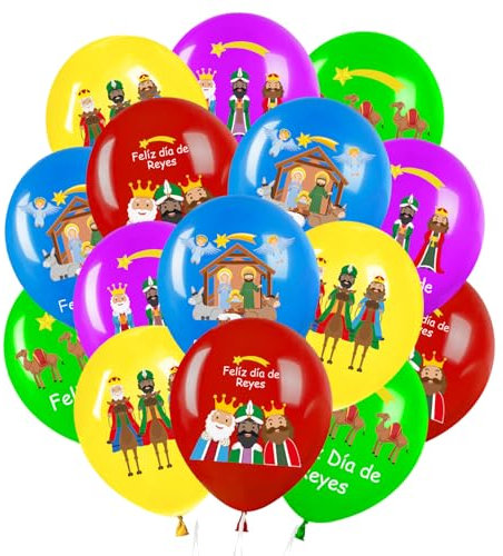 Globo de Reyes Magos 30pcs, Navideños Reyes Magos Globos de Látex, Feliz Dia de Los Reyes Magos Decoración para Navidad Cumpleaños Celebraciones y Fiesta Suministros