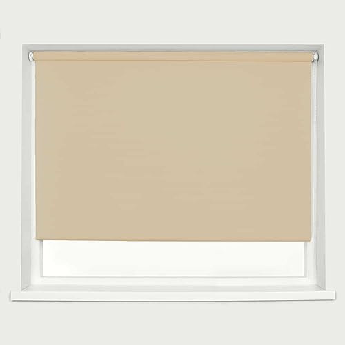Cappuccino Blackout Roller Blind Metal Fittings Trimmable UV Protection Thermal Properties Premium Fabric Home Office Bedroom Kids Room Child Safe Easy Fit 180cm Width x 210cm Drop