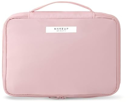 Sac de maquillage, pochette de maquillage, trousse de maquillage, trousse de voyage, sac de toilette, organisateur de cosmétiques pour femmes et filles, parfait pour voyage, rose, Casual