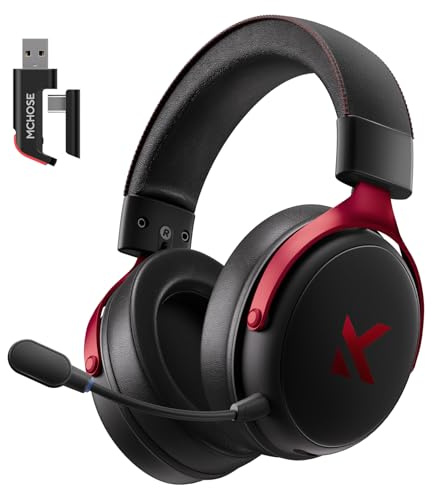 MCHOSE V9 PRO Cuffie da gioco wireless 7.1 suono surround per PS5, PS4, PC, SWITCH Batteria 250 ore, bassa latenza 15 ms, microfono con cancellazione rumore