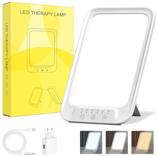 Lampada che Simula la Luce Naturale del Giorno 20mila lux, Lampada SAD per Benessere nei Mesi con poco Sole, Compatta per Scrivania o da Viaggio e Regolazione Variabile, Tecnologia LED (Bianco)