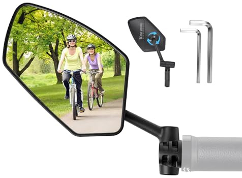 LINGHUANG Specchietto Bici con Vetro HD, Specchietto Retrovisore Bici, Specchietto Retrovisore Scooter Elettrico, Ruotabile di 360 ° Specchietto per Bicicletta, Specchio MTB Pieghevole, Sinistra