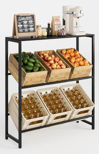 Apetaccat Drinks Crate Rack for 6 Boxes with Shelf - Durable Metal Drinks Rack, Large Crate Stand for Beer, Water and Drinks, Space Saving & Freestanding, Black, for Living Room, Kitchen