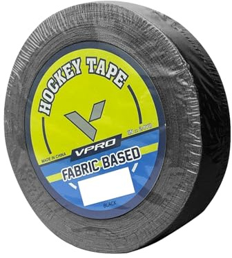 VPRO Hockey Tape 1 Pack - Cloth Stick Tape - Strong, Long-Lasting Adhesive for Stick Blade, Lacrosse, Baseball Professional Quality (Black, 1 * 24yd)