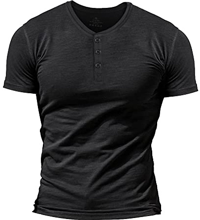 Herr Slub Henleys T-shirt Kort eller lång ärm Lättviktig Avslappnad Passform Casual med 3 knappar knäppning Runda Hals skjortor