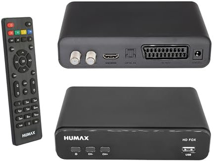 Humax Digital HD Fox Digitaler HD Satellitenreceiver 1080P Digital HDTV Sat-Receiver mit 12V Netzteil Camping - Astra vorinstalliert - HDMI, SCART, DVB-S/S2 PVR Ready