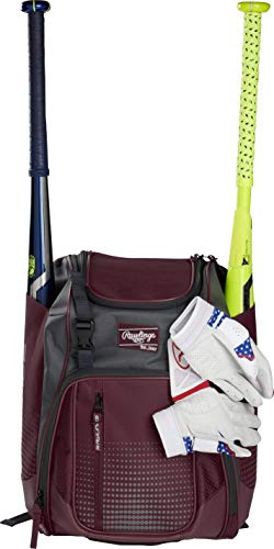 Rawlings | FRANCHISE Backpack Equipment Bag | Baseball / Softball | Maroon