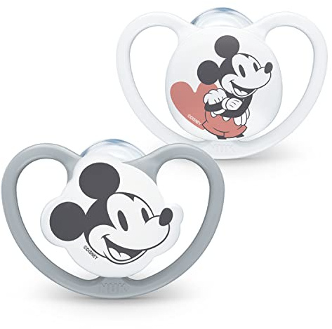 NUK Ciuccio Space | 6-18 mesi | Succhietti con extra ventilazione | Silicone senza BPA | Disney Topolino | 2 pezzi
