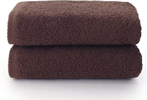 Top Towel - Plus - Large Bath Towels - Bathroom Towels - 2 Face or Bidet Towels - 30 x 50 cm - 100% Cotton - Brown