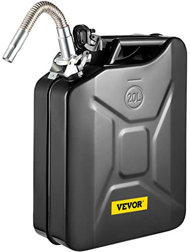 VEVOR Jerry-Kraftstoffkanister, 5,3 Gallonen / 20 L tragbarer Jerry-Benzinkanister mit flexiblem Ausgusssystem, rostfreier und hitzebeständiger Stahlkraftstofftank für PKW-LKW-Ausrüstung, Schwarz