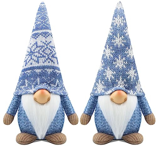 Gehydy Gnomi Natalizi Set di 2 Decorazioni Natalizie Gnomi Natale Gnomo Natalizio Christmas Decorations Home Decor per Casa Cucine - Blu
