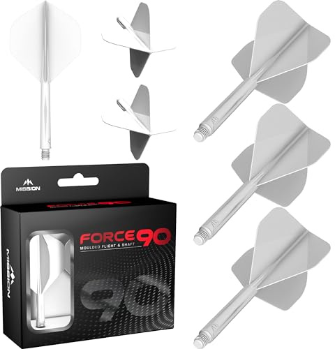 Mission Darts Force 90 | Sistema integrado de vuelo y eje de dardos moldeado de precisión, paquete de 3 vuelos y ejes de dardos combinados profesionales altamente duraderos | Estándar n.º 2