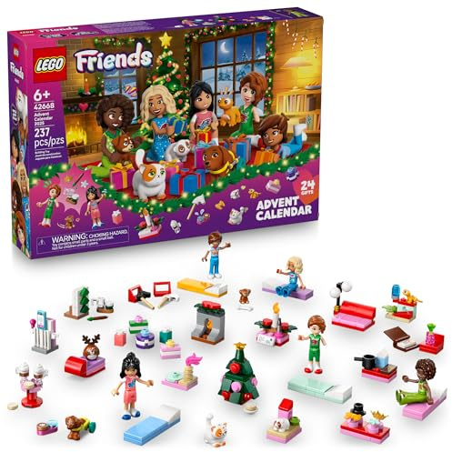 LEGO Friends Advent Calendar 2025 Building Toy - Holiday Countdown Set for Girls & Boys, Ages 6+ - 24 Buildable Surprises, 5 Minidolls & 5 Pets - Kids Gift Idea for Christmas - 42668