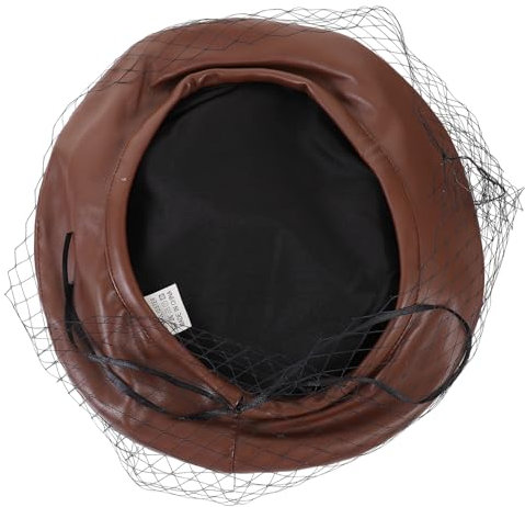 VALICLUD Béret Cuir pour Femmes Chapeau Français Décoratif avec Voile Style Vintage pour Occasions Spéciales