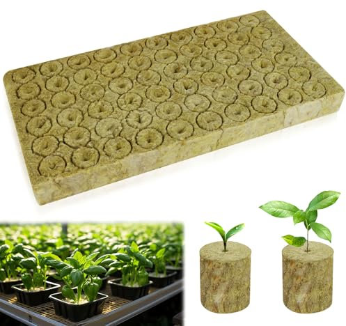 Nuyoah Steinwolle Anzucht Würfel Hydroponik Rockwool Cube Steinwollwürfel 2x2x2.7cm 60Stk Rockwools Grow Cubes Pflanzen Hydroponic Steinwolle Rund für Bodenlose Anzucht Stecklinge Klonpflanzen