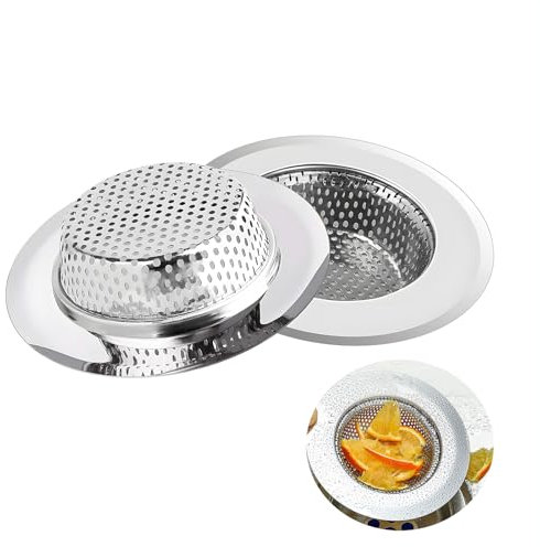 2 Pack Acciaio Inox Lavello Filtro, 11.5 cm Vasca da Bagno Filtri Filtro Lavello Cucina Tappo Scarico Trattiene Capelli Prevenire l'intasamento delle Fognature per Lavelli Da Cucina o Vasca da Bagno