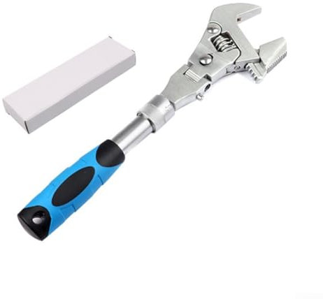 Bulevisiter Chiave inglese regolabile professionale 5 in 1, in acciaio cromato, chiave pieghevole retrattile da 25,4 cm, con testa girevole a 180°, per riparazioni idrauliche elettriche di aria