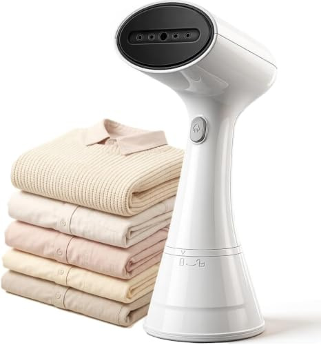 OLAYMEY steamer Dampfglätter 1000W, Steamer für Kleidung, 220ml Wassertank, Tragbarer Dampfbügeleisen, Handheld Dampfbürste, Leicht Dampfbügler für Zuhause, Büro, Reisen, Weiß