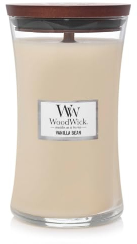 WoodWick Vanilla Bean Glass Jar Scented Candle, Large 22 oz.