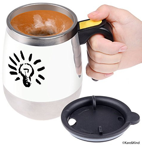 Selbstrührende Kaffeetasse - Automatisch mischender Edelstahlbecher - Zum Umrühren von Kaffee, Tee, heißer Schokolade, Milch, Eiweißshakes, Fitnessstudio, Zuhause - 400 ml / 13.5 oz