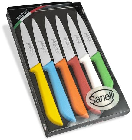 Sanelli Set Jolly Skin Confezione 6 coltelli da Cucina, Acciaio Inox (Amazon Exclusive)