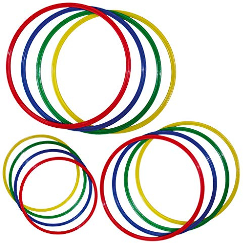 Wiemann Lehrmittel Gymnastikreifen-Set, 4 Stück, flach, bunt, aus Kunststoff (Ø 40 cm)