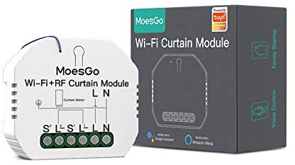 MoesGo Wlan 2.4GHz Alexa Smart Rolladenschalter, RF433 Modul WiFi Funk Rolladen Markisen Zeitschaltuhr Schalter für Rollladenmotor, Kompatibel mit Alexa und Google Assistant Smart Life Tuya App