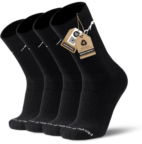 4 Pairs Organic Merino Wool Socks for Women Moisture Wicking Hiking Running Socks Everyday Thermal Crew Boot Cushion Socks