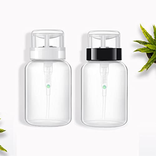 2 piezas 200ml Botella Vacía de Plástico Transparente Dispensadores de Bomba Removedor de Esmalte de Uñas, Ideal para lociones para uñas, limpiadores, lociones y viajes personales.