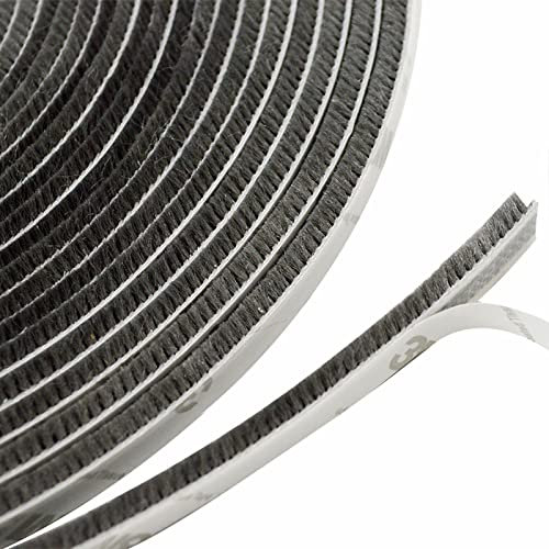 10M Bürstendichtung Selbstklebend - Türbodendichtung Insektenschutz 9 mm(B) x 15 mm(D) x10M(L), Superstarke Versiegelung Zugluftstopper Dichtungsbürste für Fenster, Schiebetüren und Garderobe (Grau)