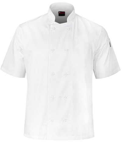 P-H Chef Jacket Traditional Plastic Button Short sleeve Kitchen Workwear